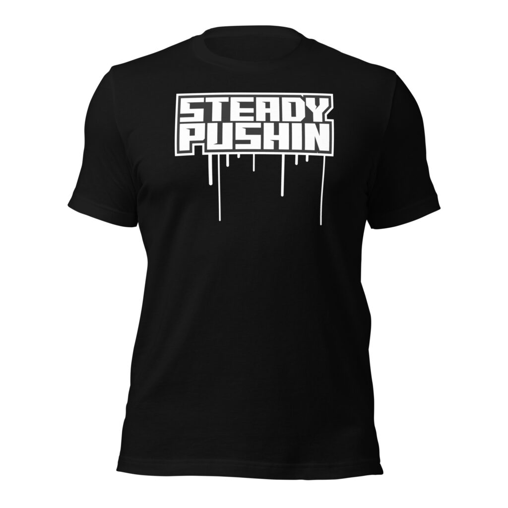 Steady Pushin™ Logo Black Tee
